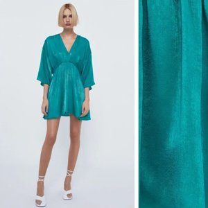 Teal satin playsuit